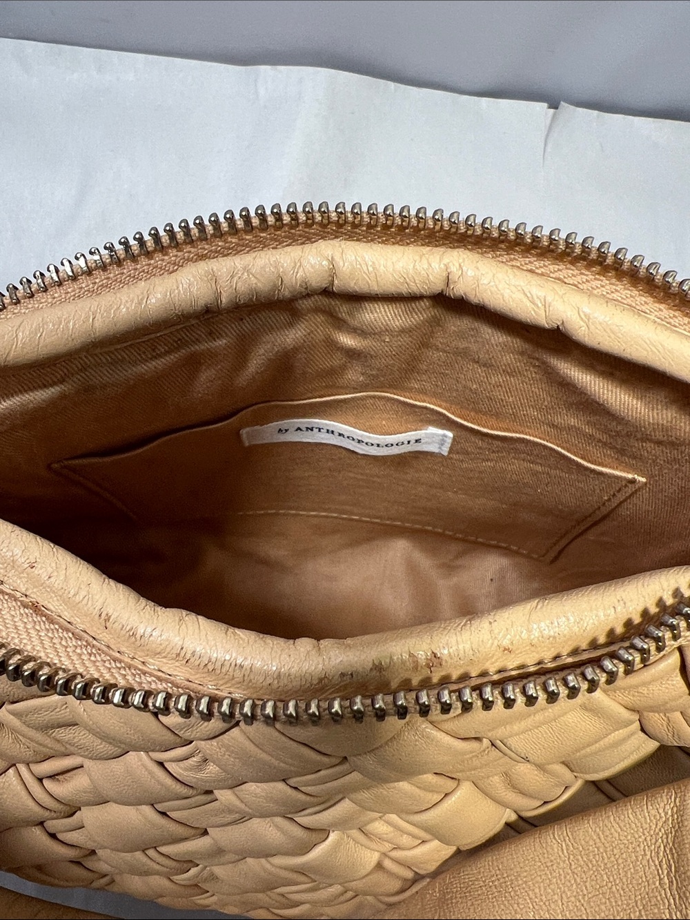 Anthropologie Woven Hobo Bag in Mustard - Picture 3 of 5